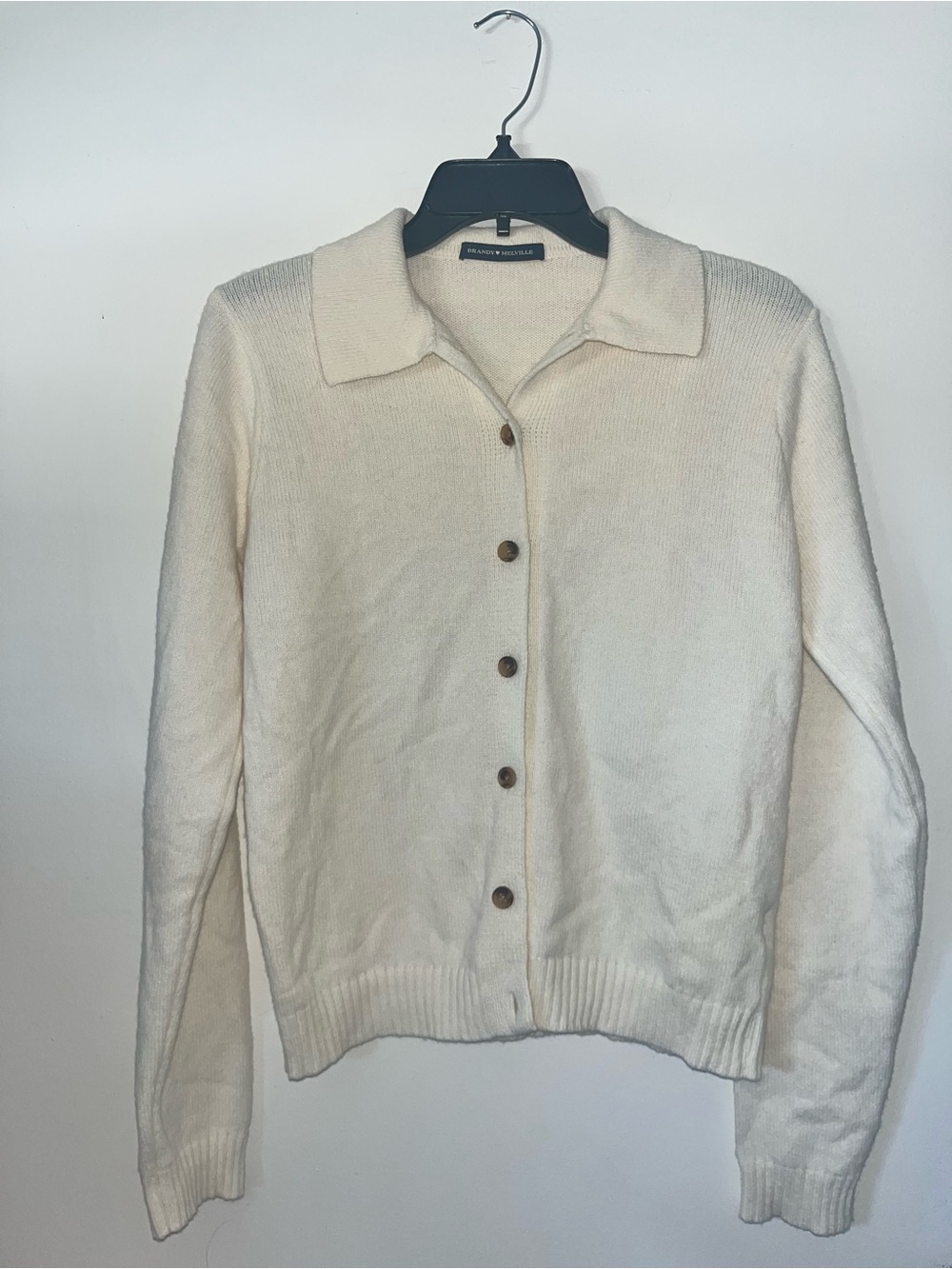 Brandy Melville Cream Collared Button Cardigan